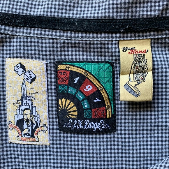 191 Unlimited Mens Black Checked Button Down Shirt Size 2XL - Picture 2 of 5